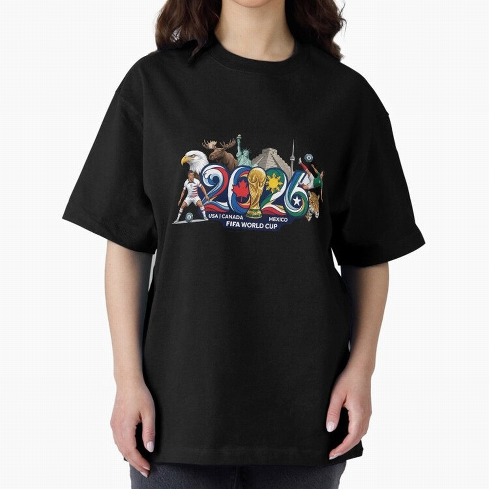 FIFA World Cup 2026 North America: USA Canada Mexico United Nations of Football Oversized T-Shirt Get Ready for Match Day Hype around FIFA World Cup 2026 USA Canada Mexico, Cristiano Ronaldo, Haaland and CR7, Portugal, Match Day Excitement,