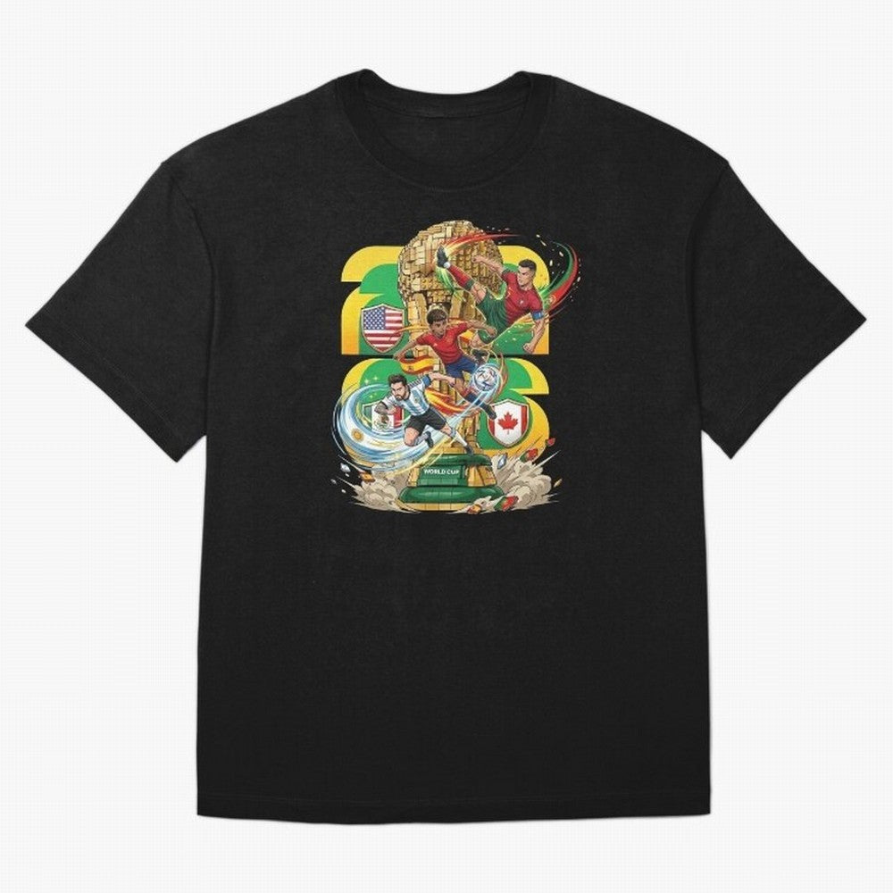 World Cup Teams 2026 Oversized T-Shirt Bring FIFA World Cup 2026 Group Stage for Fans of Messi and Argentina, France and Brazil, Bringing Championship Spirit, Famous Goals, Roaring Crowds and International Football Unity; Ideal for Fans Who Follow