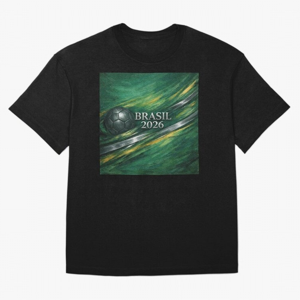 Brazil World Cup 2026 Concept Oversized T-Shirt Feel the Roar of Match Day Hype around FIFA World Cup 2026 USA Canada Mexico, Mbappe, Argentina, France and Brazil, Classic Soccer Heritage, Championship Pressure, Fan Loyalty and International Pride;