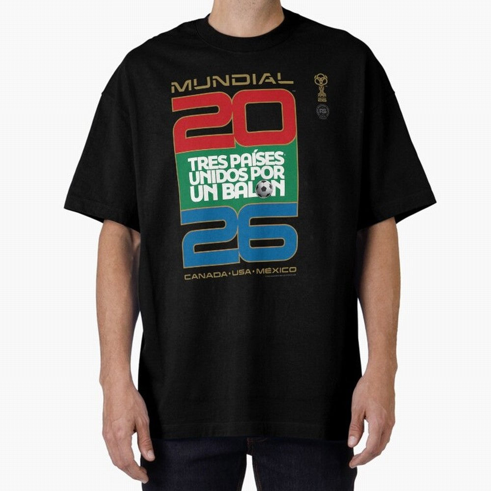 Mundial 26 Three Nations United By A Soccer Ball. Unidos Por Un Baln - World Cup Oversized T-Shirt Bring Stadium Energy to FIFA World Cup 2026 for Fans of Cristiano Ronaldo and England, Bringing Football Passion, Legendary Performances, Festival