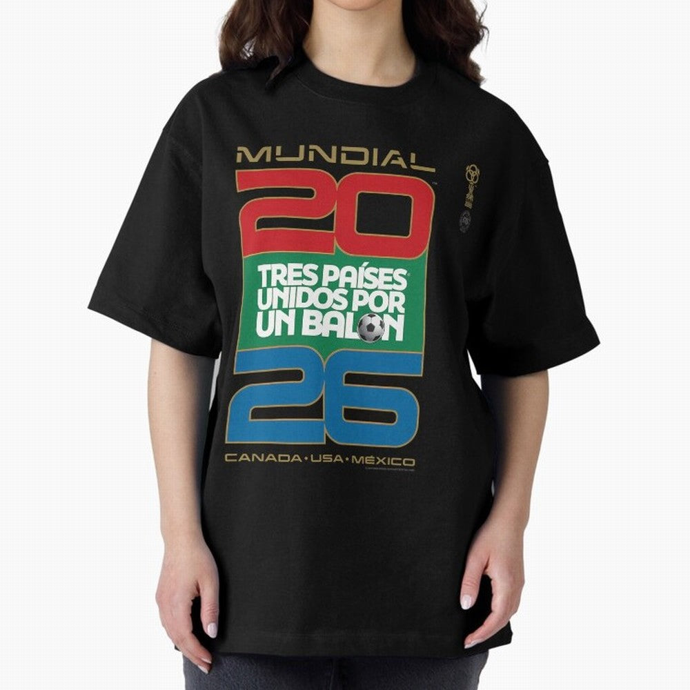 Mundial 26 Three Nations United By A Soccer Ball. Unidos Por Un Baln - World Cup Oversized T-Shirt Bring Stadium Energy to FIFA World Cup 2026 for Fans of Cristiano Ronaldo and England, Bringing Football Passion, Legendary Performances, Festival