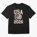 USA 2026 World Cup Soccer Oversized T-Shirt Honor Football Greatness during Match Day Hype around FIFA World Cup 2026 USA Canada Mexico, Mbappe, England, Global Supporter Spirit, Legendary Goals, National Colors and Tournament Celebration; Created