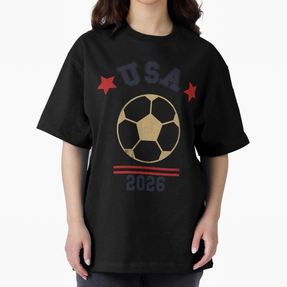 USA Soccer Fan 2026 Jersey Style Design Oversized T-Shirt Carry the Dream of FIFA World Cup 2026 USA Canada Mexico for Fans of Messi, Neymar and Mbappe and Netherlands, Bringing Football History, Final Match Energy, Crowd Noise and Once in a