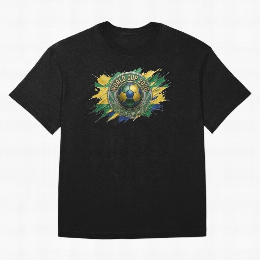 World Cup 2026 Brazil Soccer Ball Paint Splash Oversized T-Shirt Stand Out with Spirit from Match Day Hype around FIFA World Cup 2026 Group Stage, Messi, CR7 and Mbappe, England, Match Day Excitement, Supporter Culture, Golden Goals and Global