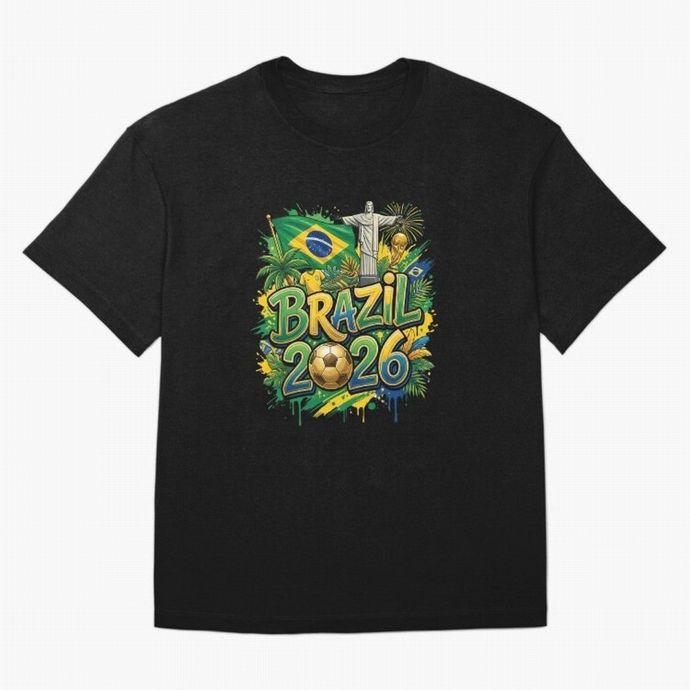 Brazil World Cup 2026 Football Legacy Oversized T-Shirt Celebrate Unforgettable Nights in FIFA World Cup 2026 Group Stage Driven by Mbappe and Neymar, England and Germany Energy, Championship Spirit, Famous Goals, Roaring Crowds and International