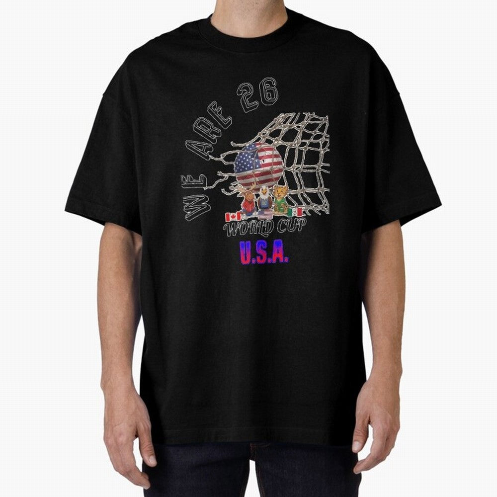 World cup 26 - USA Oversized T-Shirt Honor Champions and Dreams in FIFA World Cup 2026 USA Canada Mexico for Fans of Neymar, Haaland and Cristiano Ronaldo and Portugal, Spain and Germany, Bringing Champion Mindset, Group Stage Buzz, Knockout