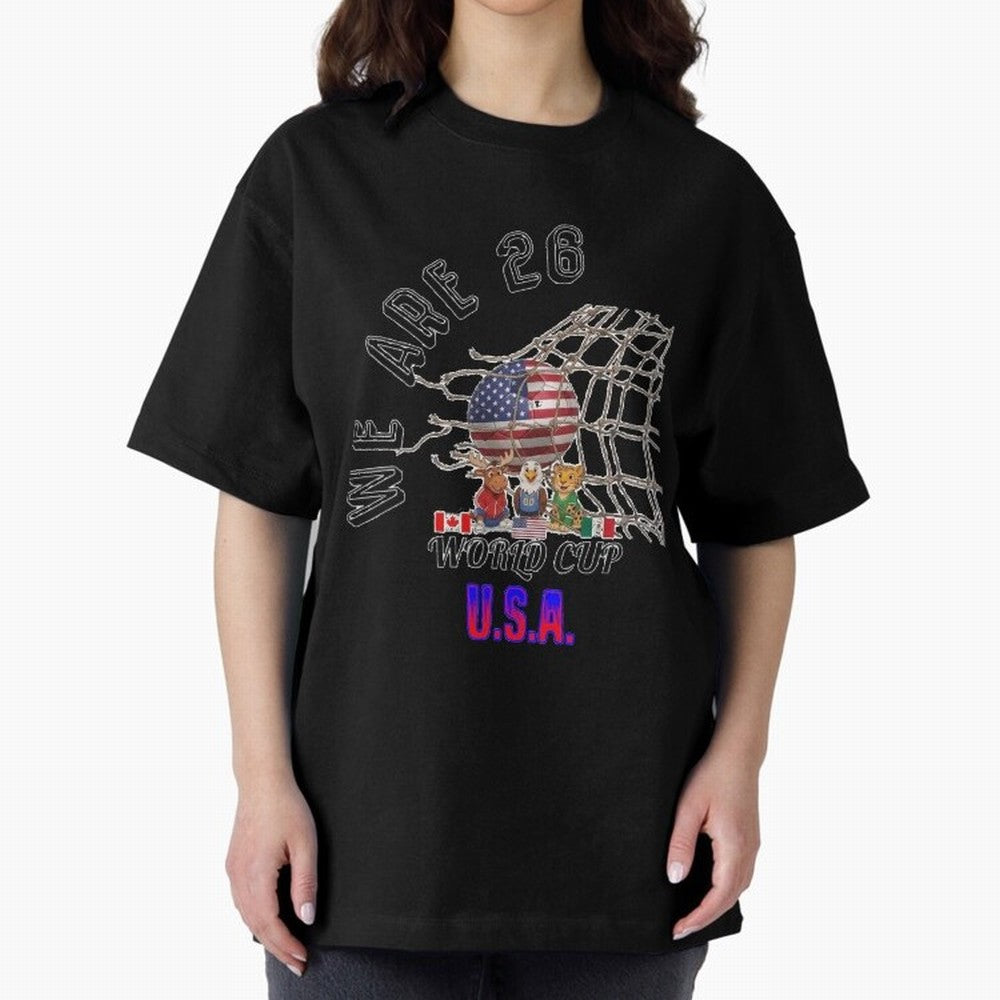 World cup 26 - USA Oversized T-Shirt Honor Champions and Dreams in FIFA World Cup 2026 USA Canada Mexico for Fans of Neymar, Haaland and Cristiano Ronaldo and Portugal, Spain and Germany, Bringing Champion Mindset, Group Stage Buzz, Knockout