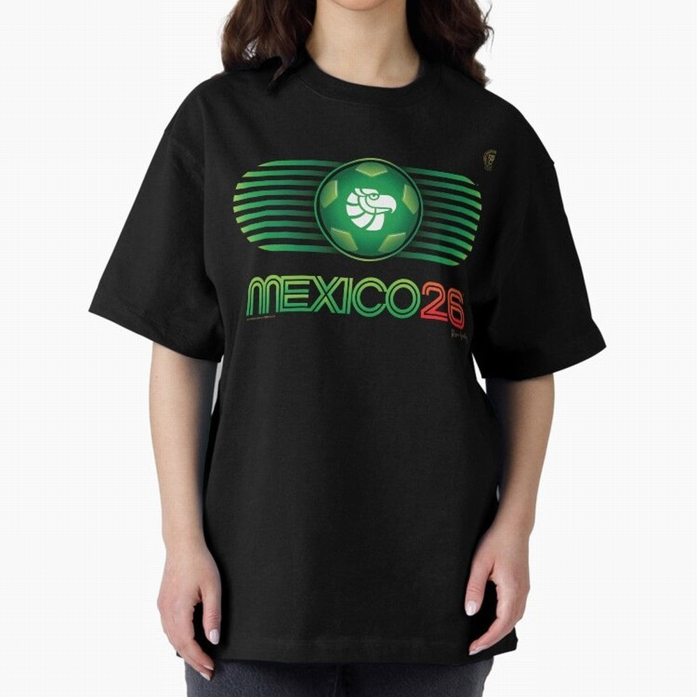 Mexico 26 World Cup Retro Logo. Autographed Oversized T-Shirt Celebrate Supporters United by FIFA World Cup 2026 for Fans of Messi, Neymar and Mbappe and Germany, Bringing Football Festival Excitement, Trophy Ambitions, Country Rivalries and Star