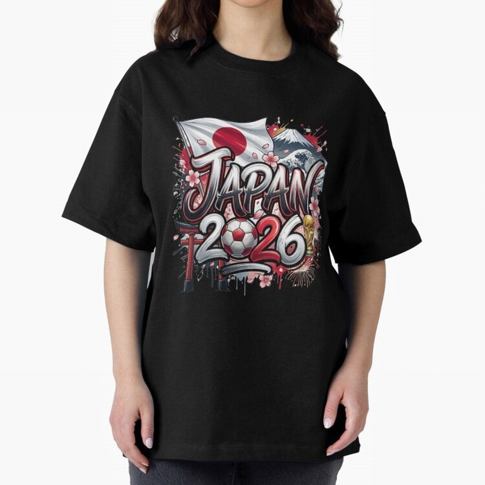Japan World Cup 2026 Football Legacy Oversized T-Shirt Spotlight Match Day Hype around FIFA World Cup 2026 USA Canada Mexico, Neymar, Haaland and Cristiano Ronaldo, England, France and Netherlands, Fan Favorite Moments, National Team Passion, Big