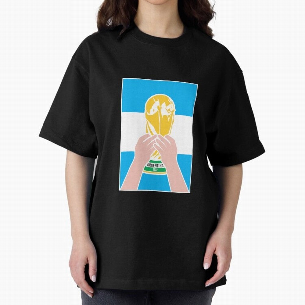 Champion Argentina 2022 Oversized T-Shirt Treasure Match Day Hype around FIFA World Cup 2026 Group Stage, Cristiano Ronaldo, Spain and Netherlands, Sports Nostalgia, International Competition, Famous Players and Unforgettable Victories; Ideal for