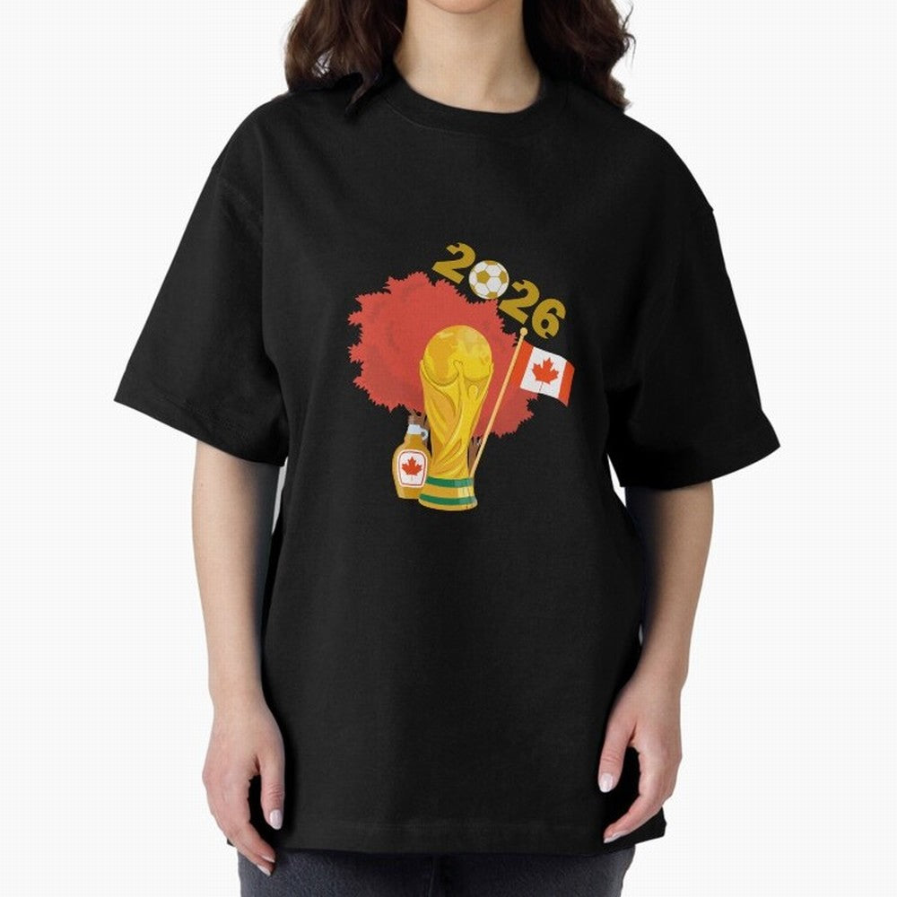 Canada 2026 Football Championship Golden Oversized T-Shirt Keep the Match Day Mood of FIFA World Cup 2026 Group Stage Spirit, Made for Argentina and Brazil, Messi, Football Festival Excitement, Trophy Ambitions, Country Rivalries and Star Player