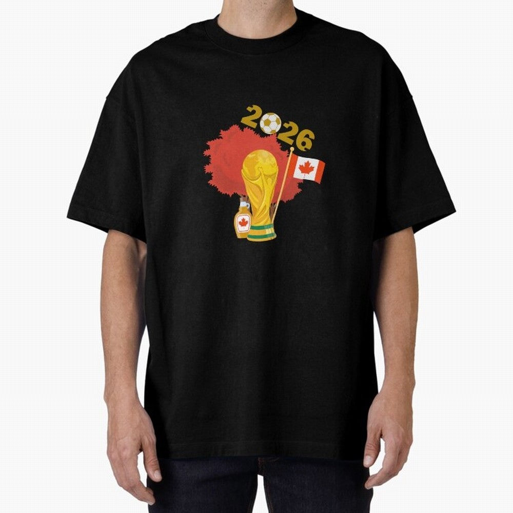 Canada 2026 Football Championship Golden Oversized T-Shirt Keep the Match Day Mood of FIFA World Cup 2026 Group Stage Spirit, Made for Argentina and Brazil, Messi, Football Festival Excitement, Trophy Ambitions, Country Rivalries and Star Player