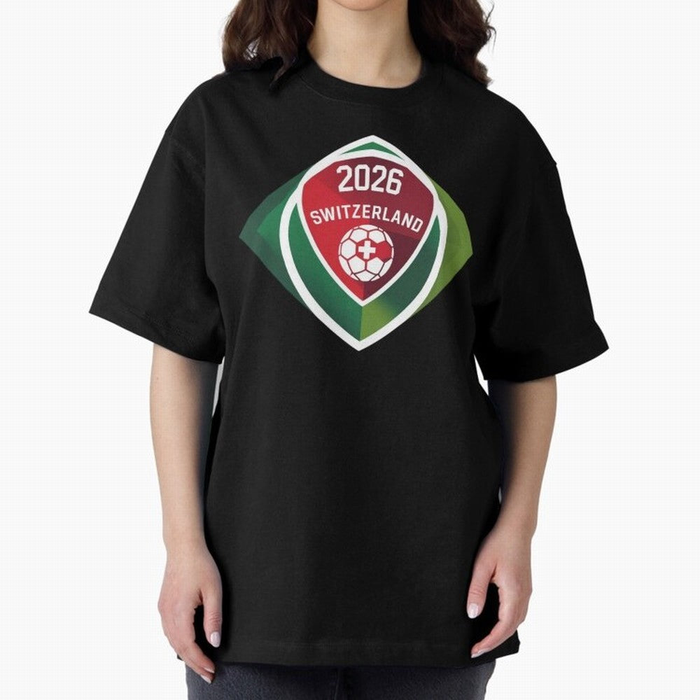 Switzerland 2026 Oversized T-Shirt Show Passion for the Stars of FIFA World Cup 2026 USA Canada Mexico Spirit, Inspired by Spain and Netherlands, Messi, CR7 and Mbappe, Global Supporter Spirit, Legendary Goals, National Colors and Tournament