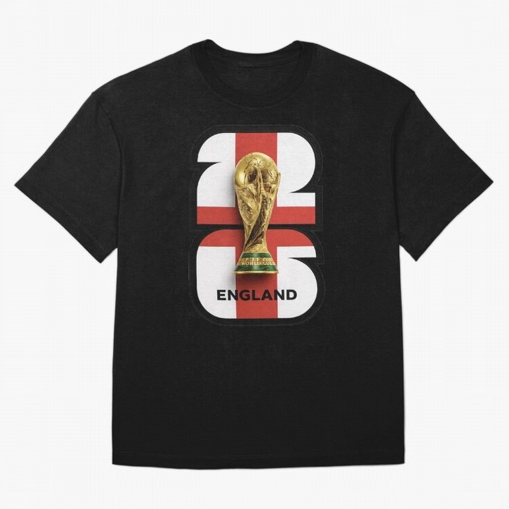 England Football World Cup 2026 - Three Lions Gold Trophy Edition Oversized T-Shirt Celebrate Supporters United by the FIFA World Cup 2026 Group Stage Journey through Haaland and Mbappe Highlights, Spain Pride, Soccer Culture, Superstar Moments,