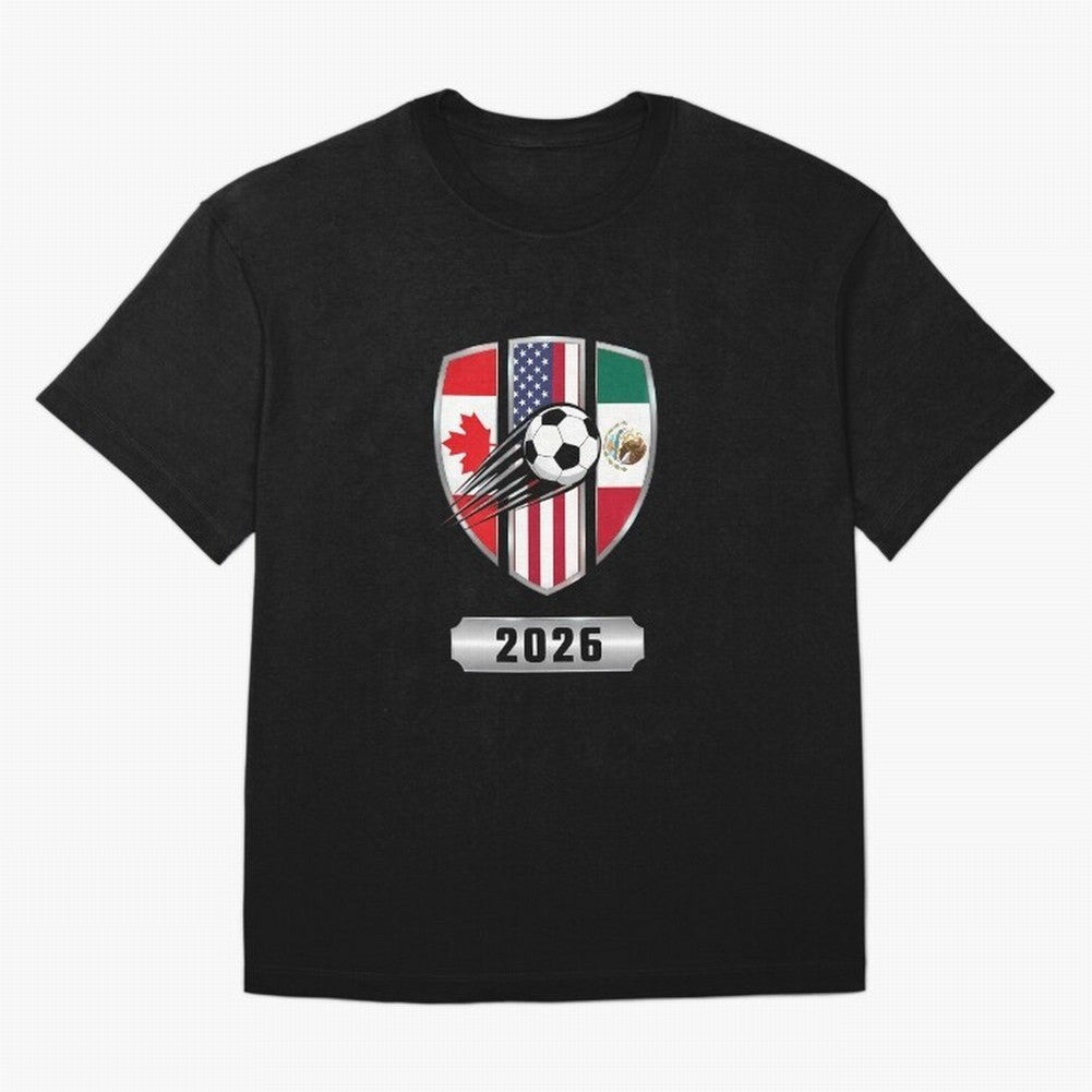 North United America Shield 2026 Cup Oversized T-Shirt Celebrate the Road through FIFA World Cup 2026 Group Stage for Fans of CR7 and Messi and Argentina, Bringing Fan Favorite Moments, National Team Passion, Big Match Drama and Soccer History;