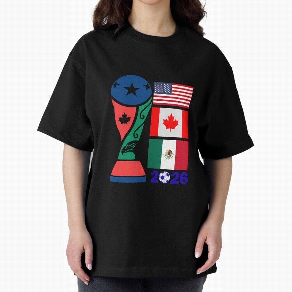 North America Football Unity 2026 Oversized T-Shirt Remember Match Day Hype around FIFA World Cup 2026, Cristiano Ronaldo, Brazil, Portugal and Argentina, Classic Soccer Heritage, Championship Pressure, Fan Loyalty and International Pride; Made for