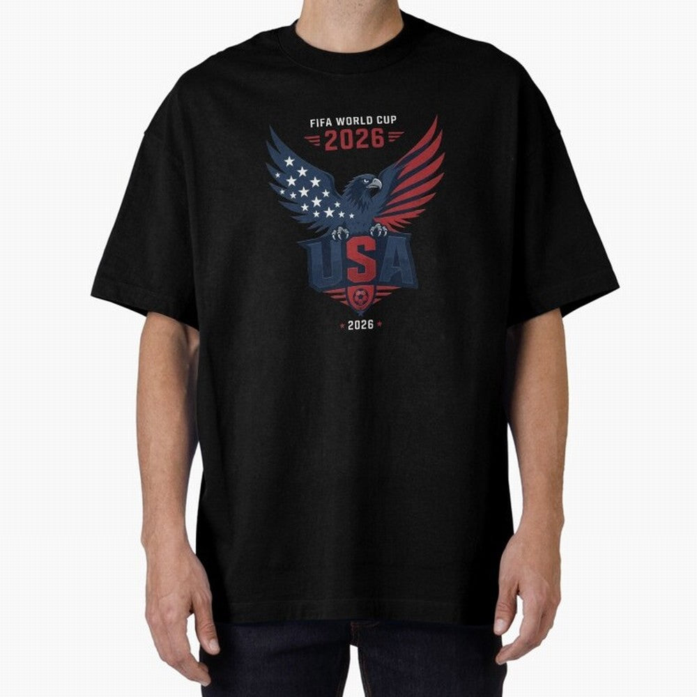 FIFA World Cup 2026 USA Eagle Soccer Logo Oversized T-Shirt Show Fan Pride Across the FIFA World Cup 2026 Journey through Haaland and Mbappe Highlights, Portugal Pride, Champion Mindset, Group Stage Buzz, Knockout Tension and Passionate Fan