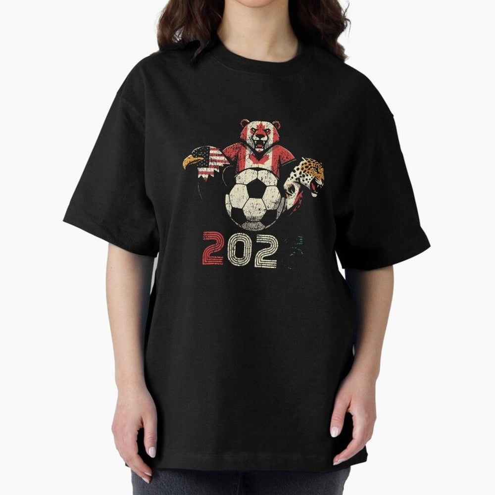 United 2026 Soccer Mascots North America Tournament T-Shirt_83157189 Oversized T-Shirt Feel the Heartbeat of FIFA World Cup 2026 USA Canada Mexico Spirit, Featuring England, France and Netherlands, Neymar, Classic Soccer Heritage, Championship
