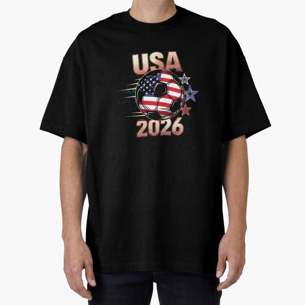 USA Soccer with Red White Blue Stars 2026 Cup T-Shirt_83834283 Oversized T-Shirt Join FIFA World Cup 2026 Group Stage Spirit, Filled with Spain, Mbappe, Match Day Excitement, Supporter Culture, Golden Goals and Global Football Passion; Ideal for