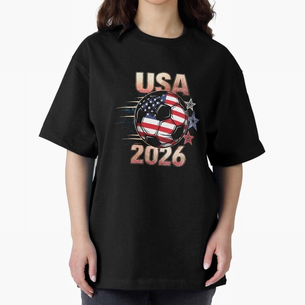 USA Soccer with Red White Blue Stars 2026 Cup T-Shirt_83834283 Oversized T-Shirt Join FIFA World Cup 2026 Group Stage Spirit, Filled with Spain, Mbappe, Match Day Excitement, Supporter Culture, Golden Goals and Global Football Passion; Ideal for