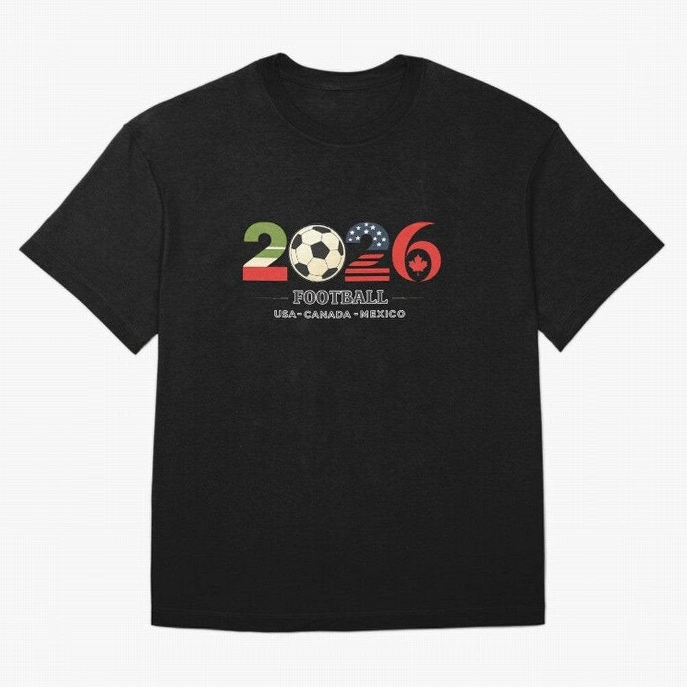 Football 2026 USA Canada Mexico Oversized T-Shirt Celebrate the Stars of Global Football Passion for FIFA World Cup 2026, Connected to Haaland, Argentina, France and Brazil, Football Festival Excitement, Trophy Ambitions, Country Rivalries and Star