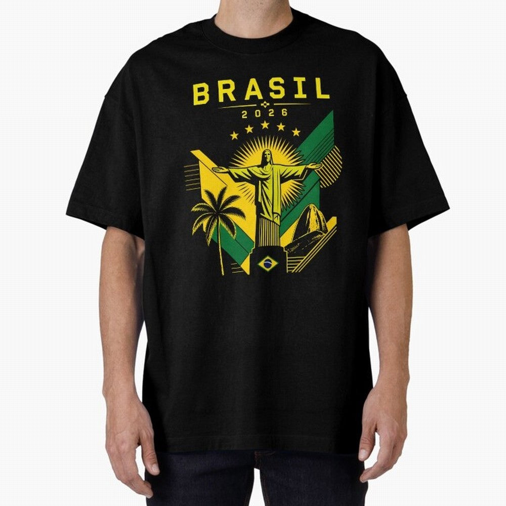 Brasil 2026 Christ the Redeemer Rio Oversized T-Shirt Show Up for the Glory of FIFA World Cup 2026 Group Stage Capturing Neymar, England, France and Netherlands Energy, Championship Spirit, Famous Goals, Roaring Crowds and International Football