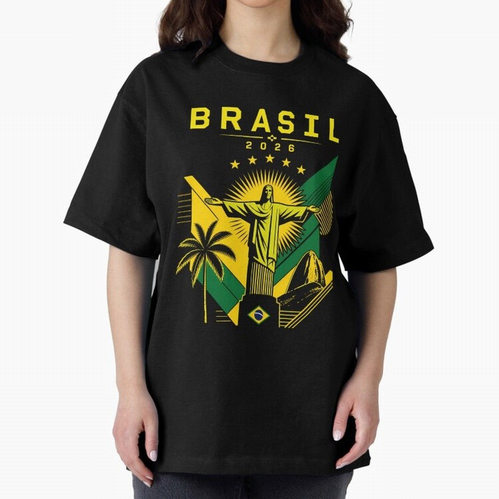Brasil 2026 Christ the Redeemer Rio Oversized T-Shirt Show Up for the Glory of FIFA World Cup 2026 Group Stage Capturing Neymar, England, France and Netherlands Energy, Championship Spirit, Famous Goals, Roaring Crowds and International Football