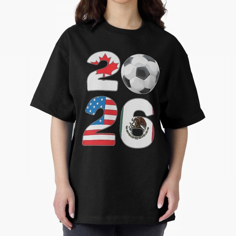 2026 North America Football Massive Event Soccer Ball Oversized T-Shirt Bring Match Day Fire to Match Day Hype around FIFA World Cup 2026, Cristiano Ronaldo, Argentina, France and Brazil, Champion Mindset, Group Stage Buzz, Knockout Tension and