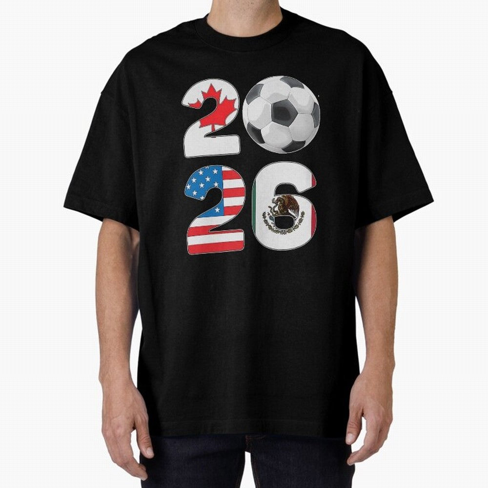 2026 North America Football Massive Event Soccer Ball Oversized T-Shirt Bring Match Day Fire to Match Day Hype around FIFA World Cup 2026, Cristiano Ronaldo, Argentina, France and Brazil, Champion Mindset, Group Stage Buzz, Knockout Tension and