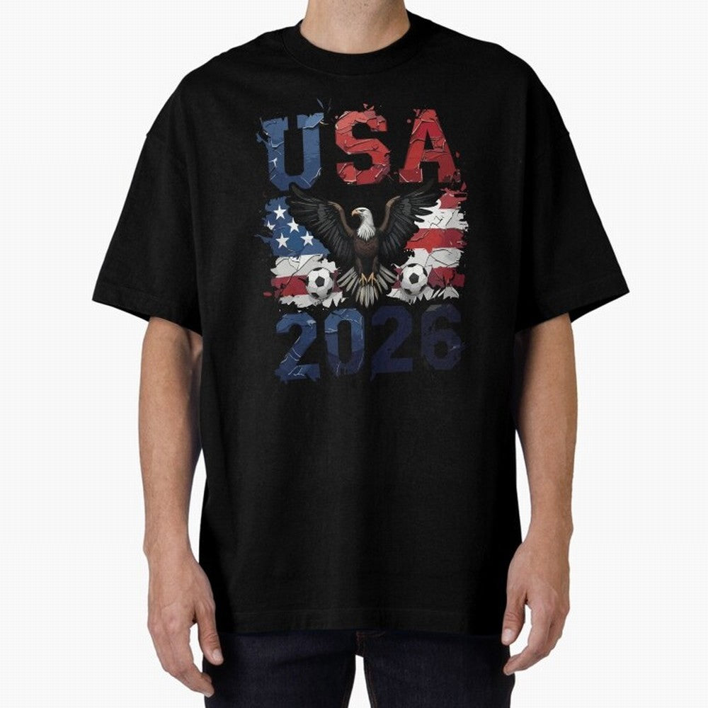 USA 2026 Soccer Eagle - World Cup Football Oversized T-Shirt Join Supporters Worldwide for Match Day Hype around FIFA World Cup 2026 USA Canada Mexico, Haaland and Mbappe, France, Sports Nostalgia, International Competition, Famous Players and