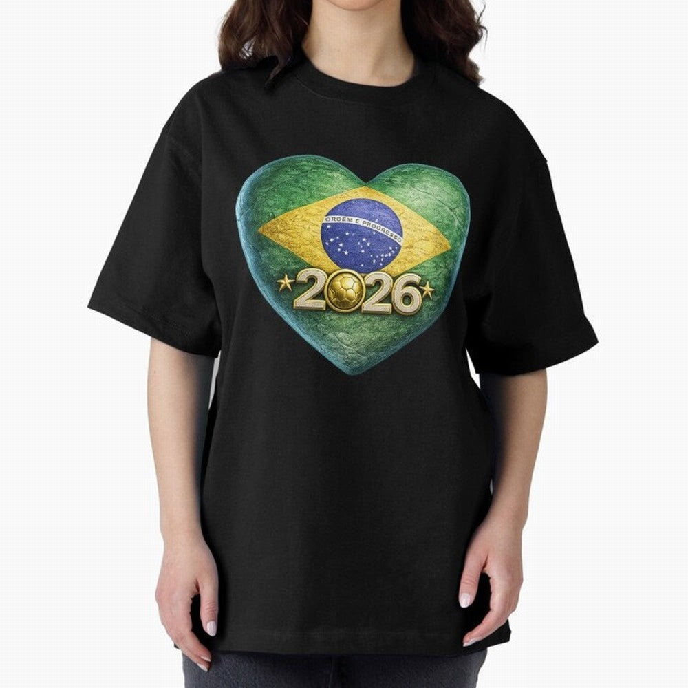 Brazil 2026 World Football Heart Flag Designs Oversized T-Shirt Unlock Match Day Hype around FIFA World Cup 2026 Group Stage, Messi, Neymar and Mbappe, Argentina and Brazil, Stadium Chants, National Pride, Trophy Dreams and Unforgettable Football