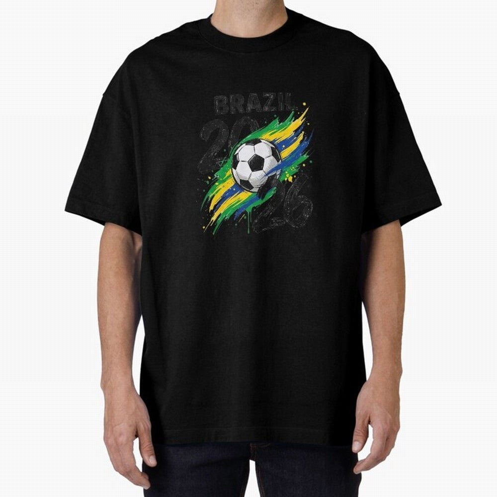 Brazil Soccer 2026 Fan Shirt ¨C Brazil Football Supporter Oversized T-Shirt Join Supporters Worldwide for FIFA World Cup 2026 USA Canada Mexico Connected to Mbappe, England, France and Netherlands Energy, Football History, Final Match Energy, Crowd