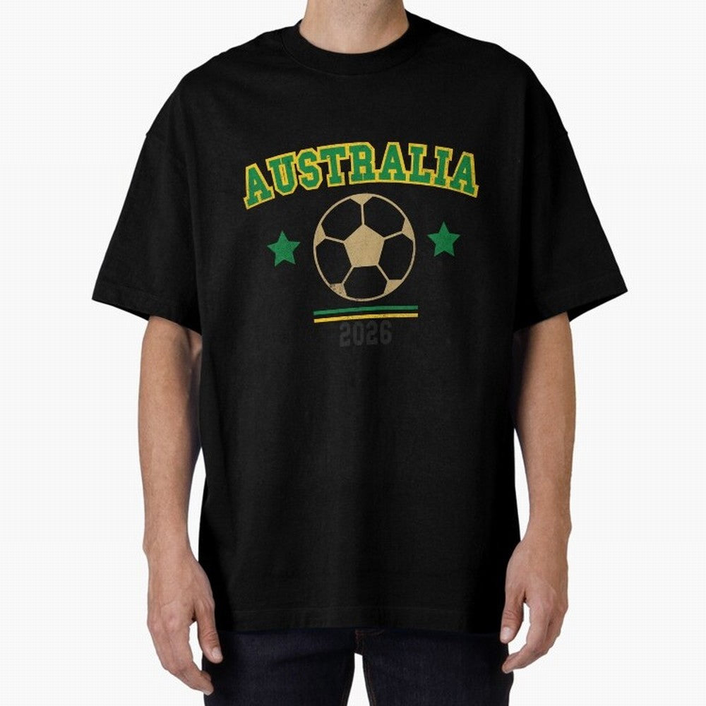Australia 2026 ¡ª Vintage Soccer Tee Oversized T-Shirt Bring International Match Energy to FIFA World Cup 2026 Group Stage Driven by Messi and Cristiano Ronaldo, Spain and Netherlands Energy, Championship Spirit, Famous Goals, Roaring Crowds and