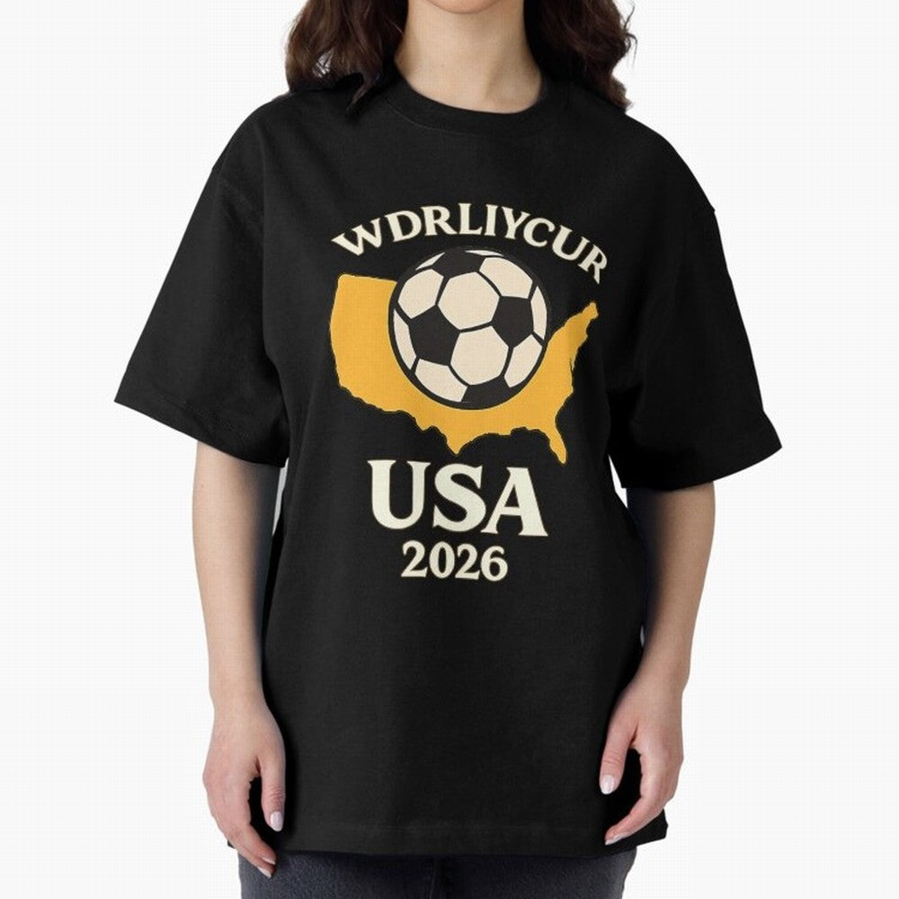 World Cup 2026 USA Soccer Fan T-Shirt Oversized T-Shirt Create FIFA World Cup 2026 for Fans of Messi, Neymar and Mbappe and Spain, Bringing Championship Spirit, Famous Goals, Roaring Crowds and International Football Unity; Great for Watch Parties,