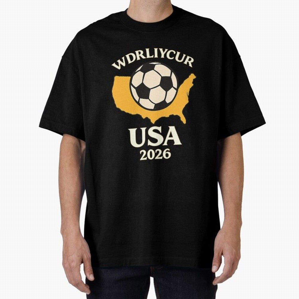 World Cup 2026 USA Soccer Fan T-Shirt Oversized T-Shirt Create FIFA World Cup 2026 for Fans of Messi, Neymar and Mbappe and Spain, Bringing Championship Spirit, Famous Goals, Roaring Crowds and International Football Unity; Great for Watch Parties,