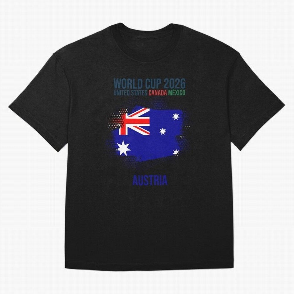 AUSTRIA WORLD CUP 2026 Oversized T-Shirt Honor the Football Icons of FIFA World Cup 2026 Spirit, Featuring England, Messi, Vintage Soccer Flavor, Modern Football Stars, National Flags and Final Night Emotion; Great for Watch Parties, Sports Bars,