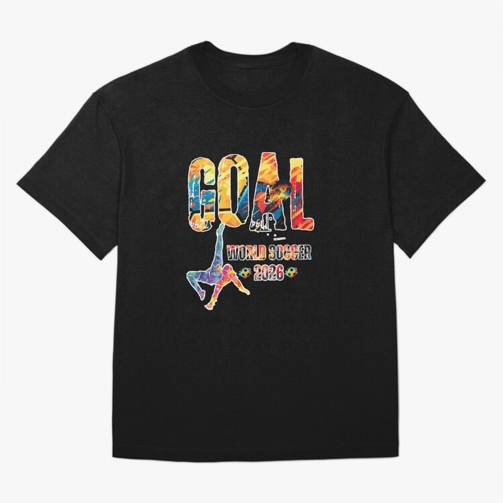 Goal World Soccer Championship 2026 Oversized T-Shirt Celebrate the Road through Global Football Passion for FIFA World Cup 2026 Group Stage, Capturing Neymar, Haaland and Cristiano Ronaldo, England and Germany, Football History, Final Match