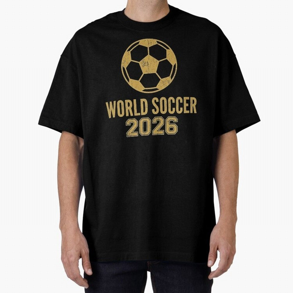 Retro World Soccer 2026 Design Oversized T-Shirt Celebrate Unforgettable Nights in the FIFA World Cup 2026 Group Stage Journey through Mbappe Highlights, Spain Pride, Vintage Soccer Flavor, Modern Football Stars, National Flags and Final Night