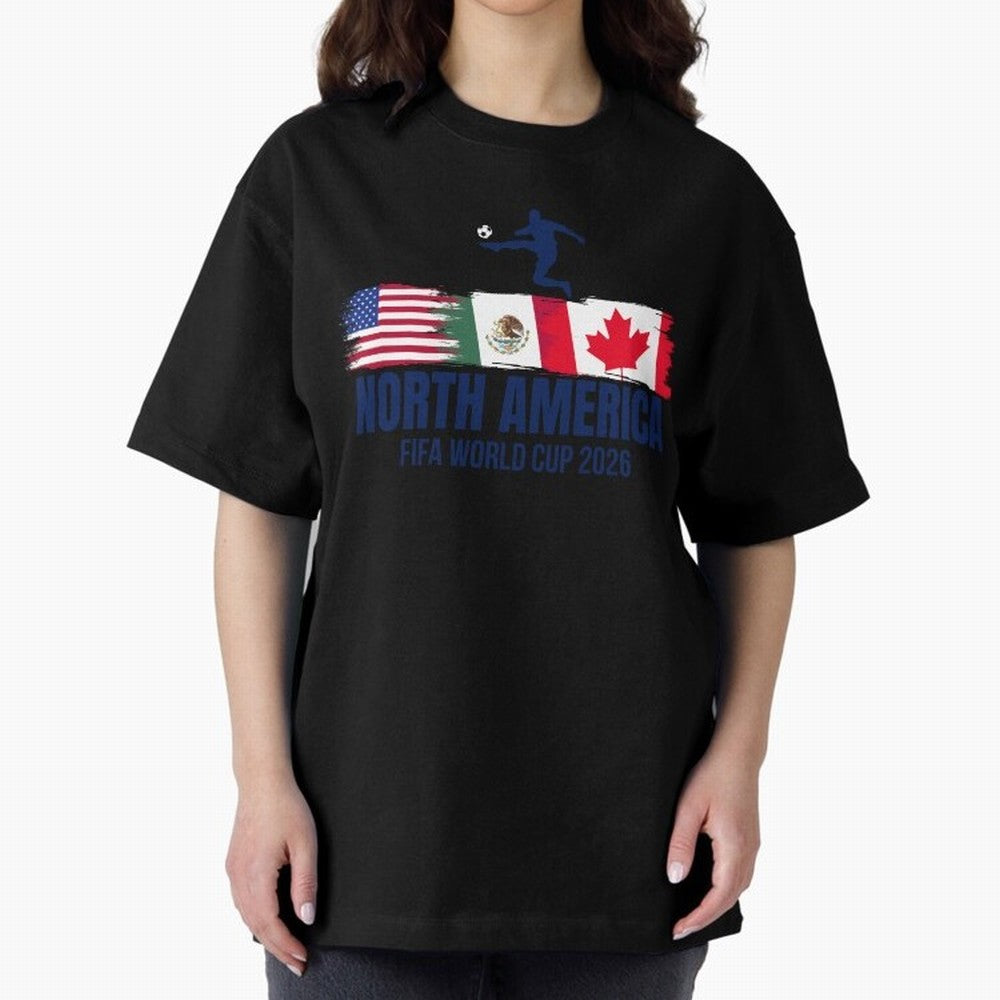 2026 North America Soccer World Tour - USA Mexico Canada Oversized T-Shirt Celebrate Golden Goal Energy in the FIFA World Cup 2026 Group Stage Journey through Cristiano Ronaldo, Haaland and CR7 Highlights, Brazil Pride, Worldwide Fan Energy,