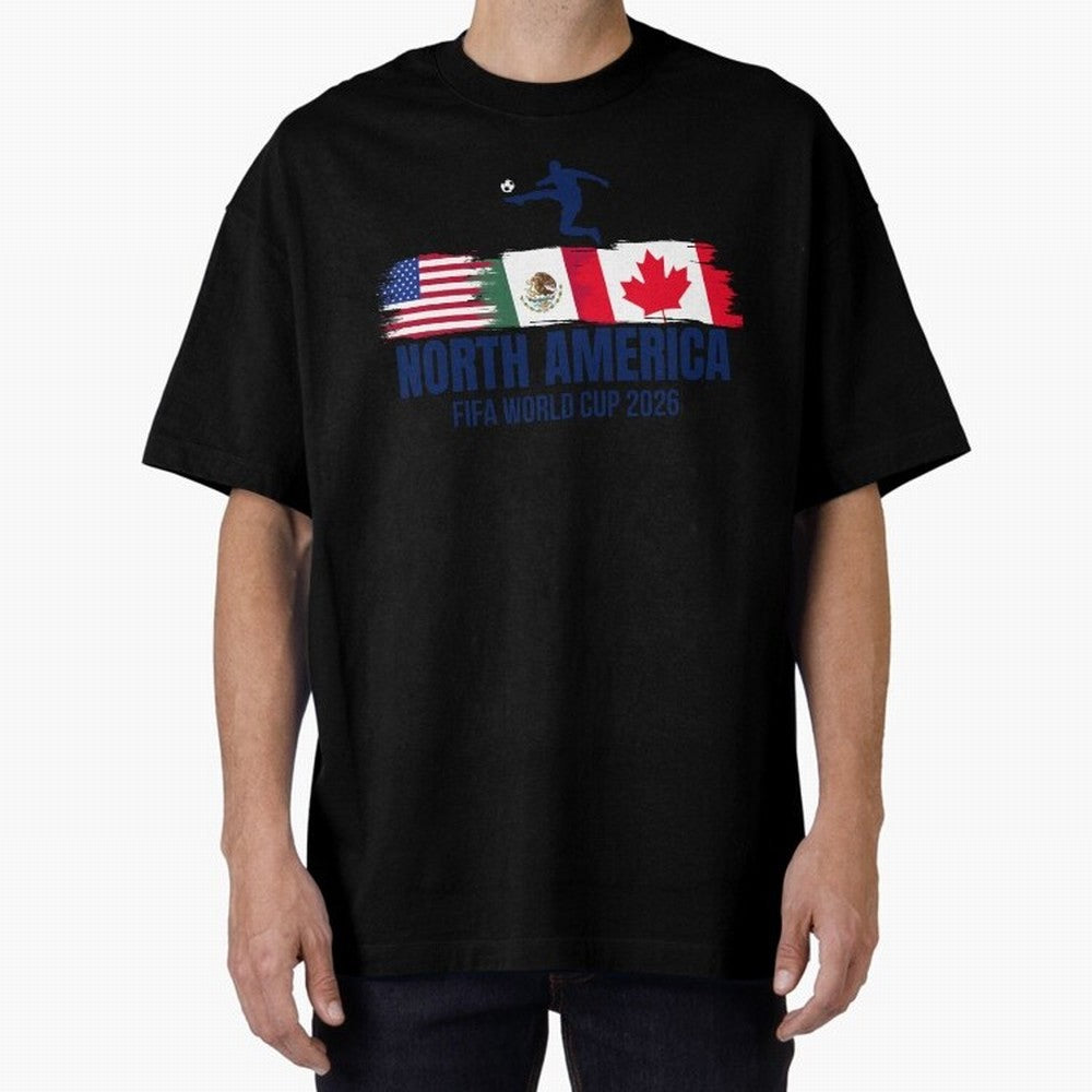 2026 North America Soccer World Tour - USA Mexico Canada Oversized T-Shirt Celebrate Golden Goal Energy in the FIFA World Cup 2026 Group Stage Journey through Cristiano Ronaldo, Haaland and CR7 Highlights, Brazil Pride, Worldwide Fan Energy,