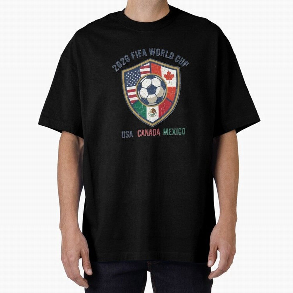 North America United Soccer 2026 Vintage Crest Oversized T-Shirt Stand Out with Spirit from the FIFA World Cup 2026 Group Stage Journey through CR7 and Messi Highlights, Netherlands Pride, Soccer Culture, Superstar Moments, National Team Dreams and