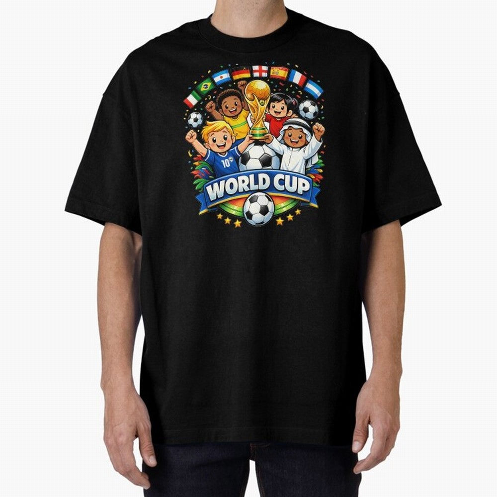 World Cup Football Oversized T-Shirt Make Game Day About the FIFA World Cup 2026 USA Canada Mexico Journey through Haaland and Mbappe Highlights, Argentina Pride, Vintage Soccer Flavor, Modern Football Stars, National Flags and Final Night Emotion;