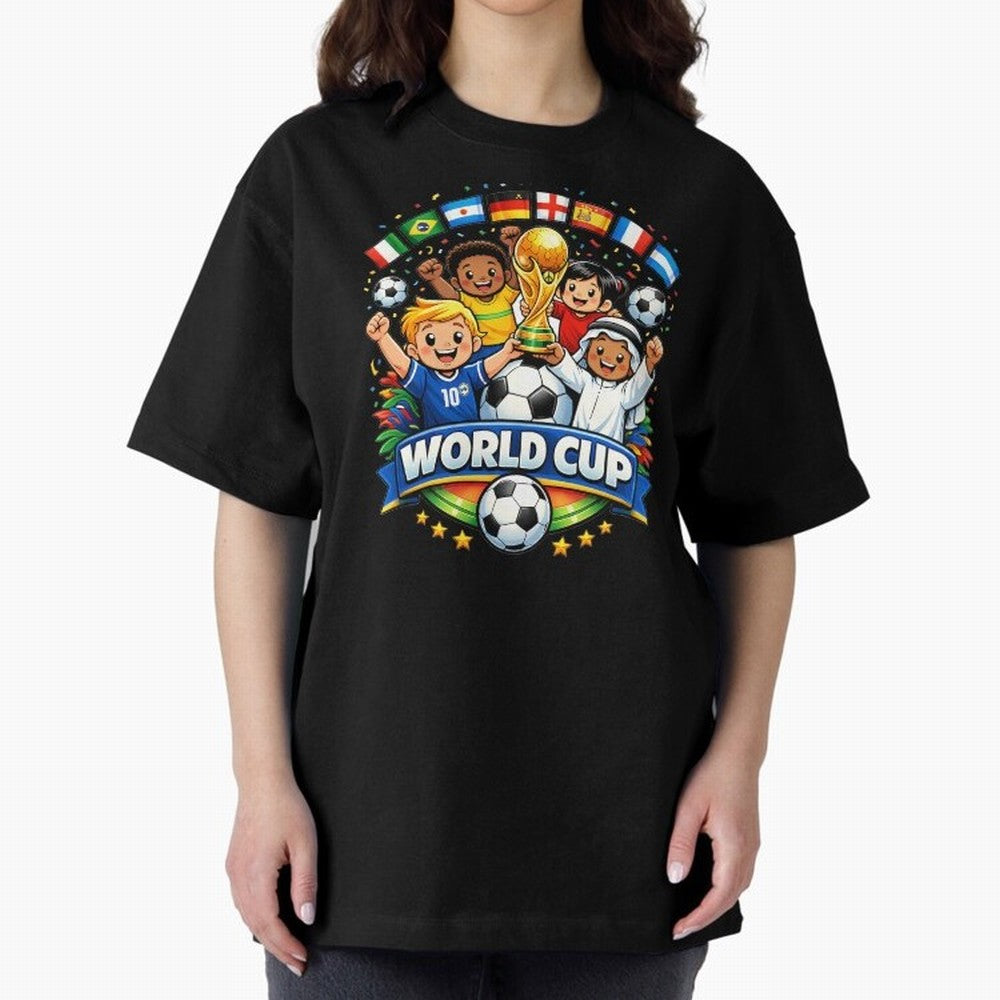 World Cup Football Oversized T-Shirt Make Game Day About the FIFA World Cup 2026 USA Canada Mexico Journey through Haaland and Mbappe Highlights, Argentina Pride, Vintage Soccer Flavor, Modern Football Stars, National Flags and Final Night Emotion;