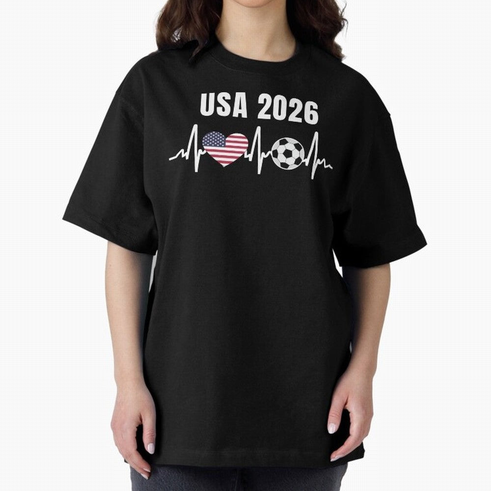 Soccer USA 2026 American Flag America World Cup Fan Gift Oversized T-Shirt Join the Global Buzz around FIFA World Cup 2026 with Messi and Cristiano Ronaldo, Spain Energy, Sports Nostalgia, International Competition, Famous Players and Unforgettable
