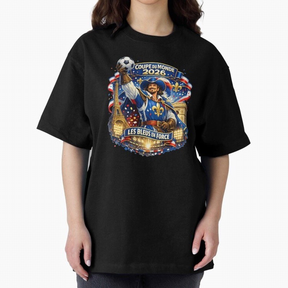 France World Cup 2026 Supporter Oversized T-Shirt Relive the Noise and Pride of FIFA World Cup 2026 USA Canada Mexico for Fans of Cristiano Ronaldo and Spain, Bringing Championship Spirit, Famous Goals, Roaring Crowds and International Football