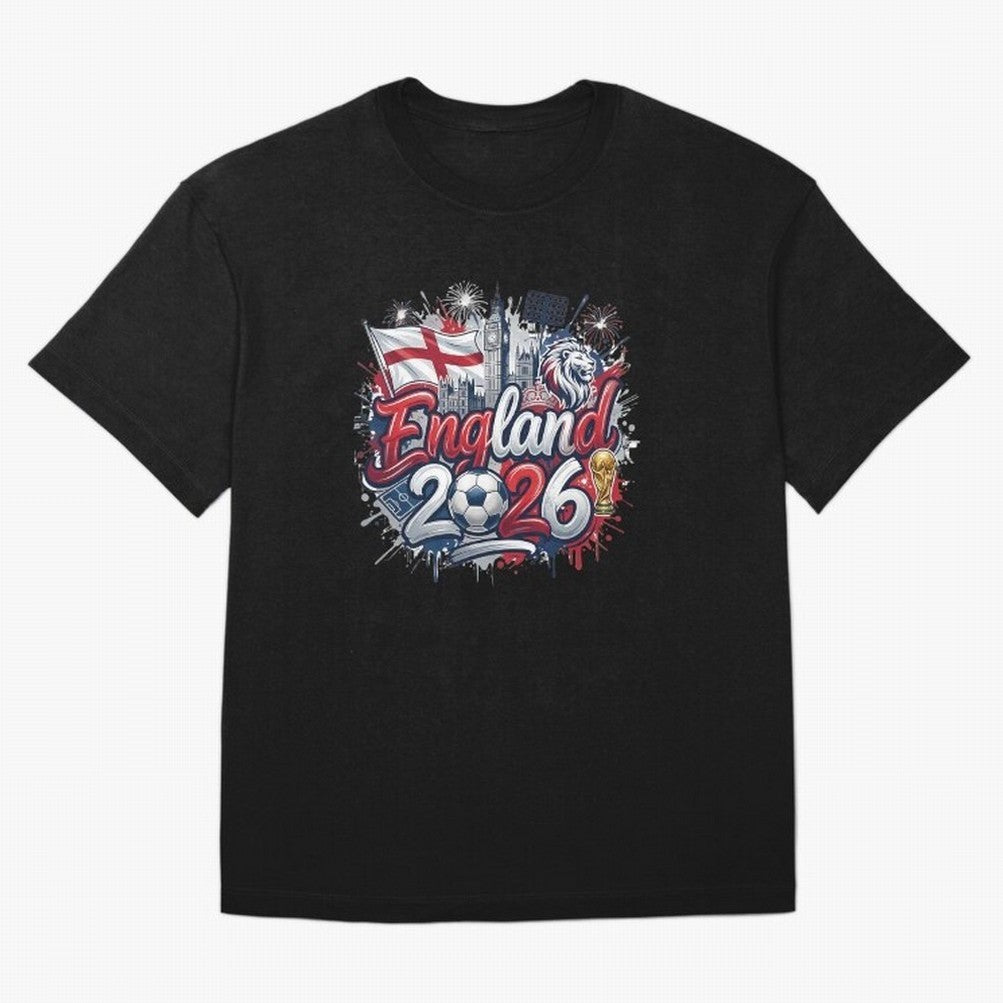 England World Cup 2026 Football Legacy Oversized T-Shirt Celebrate Soccer Greatness during Match Day Hype around FIFA World Cup 2026, Messi, Brazil, Vintage Soccer Flavor, Modern Football Stars, National Flags and Final Night Emotion; Made for
