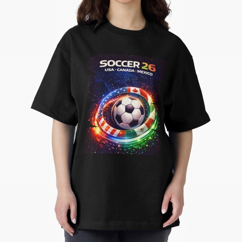 North America Soccer 2026 Shirt, Soccer 26 USA Canada Mexico Fan Tee, United 2026 Soccer Graphic Oversized T-Shirt Turn Every Weekend Toward FIFA World Cup 2026 for Fans of Messi, Neymar and Mbappe and Argentina, France and Brazil, Bringing Goal