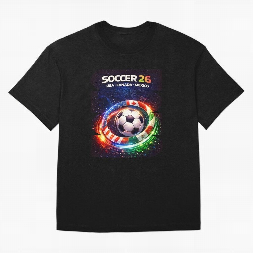 North America Soccer 2026 Shirt, Soccer 26 USA Canada Mexico Fan Tee, United 2026 Soccer Graphic Oversized T-Shirt Turn Every Weekend Toward FIFA World Cup 2026 for Fans of Messi, Neymar and Mbappe and Argentina, France and Brazil, Bringing Goal