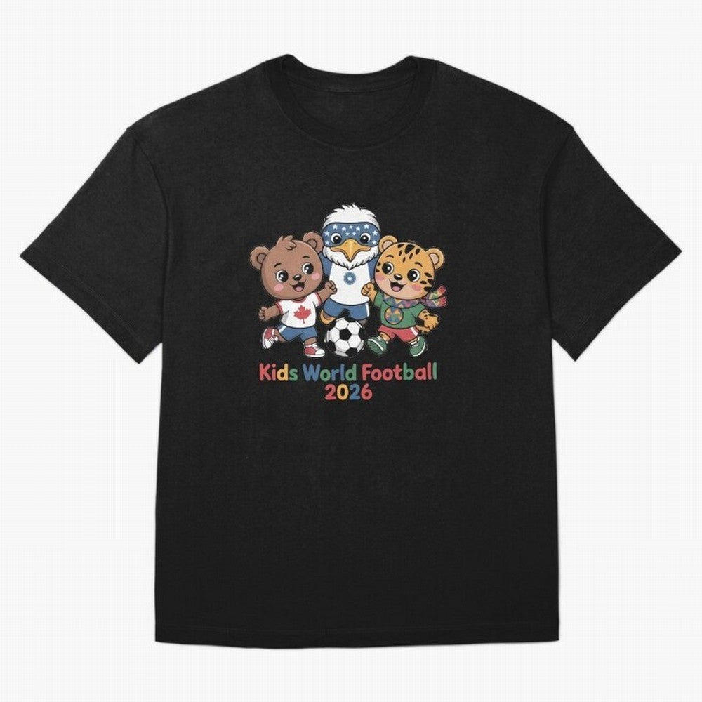 Kids World Football Friends 2026 ¨C Cute Cartoon Soccer Characters for Children Oversized T-Shirt Show Your Love for Match Day Hype around FIFA World Cup 2026 Group Stage, Mbappe and Neymar, Brazil, Match Day Excitement, Supporter Culture, Golden