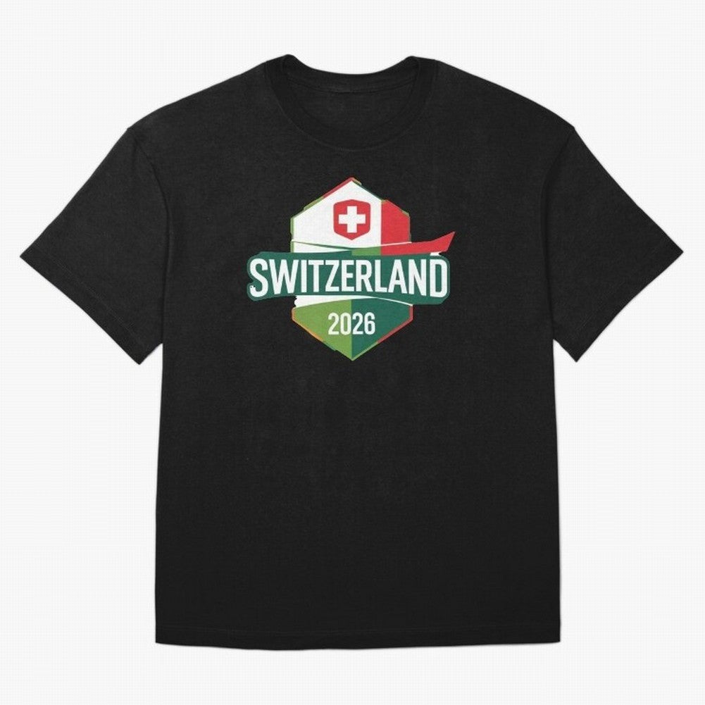 Switzerland WC2026 Oversized T-Shirt Carry National Pride through FIFA World Cup 2026 USA Canada Mexico Capturing Mbappe and Neymar, Spain Energy, Retro Football Energy, Iconic Rivalries, Trophy Chase Drama and Stadium Atmosphere; Made for Die Hard